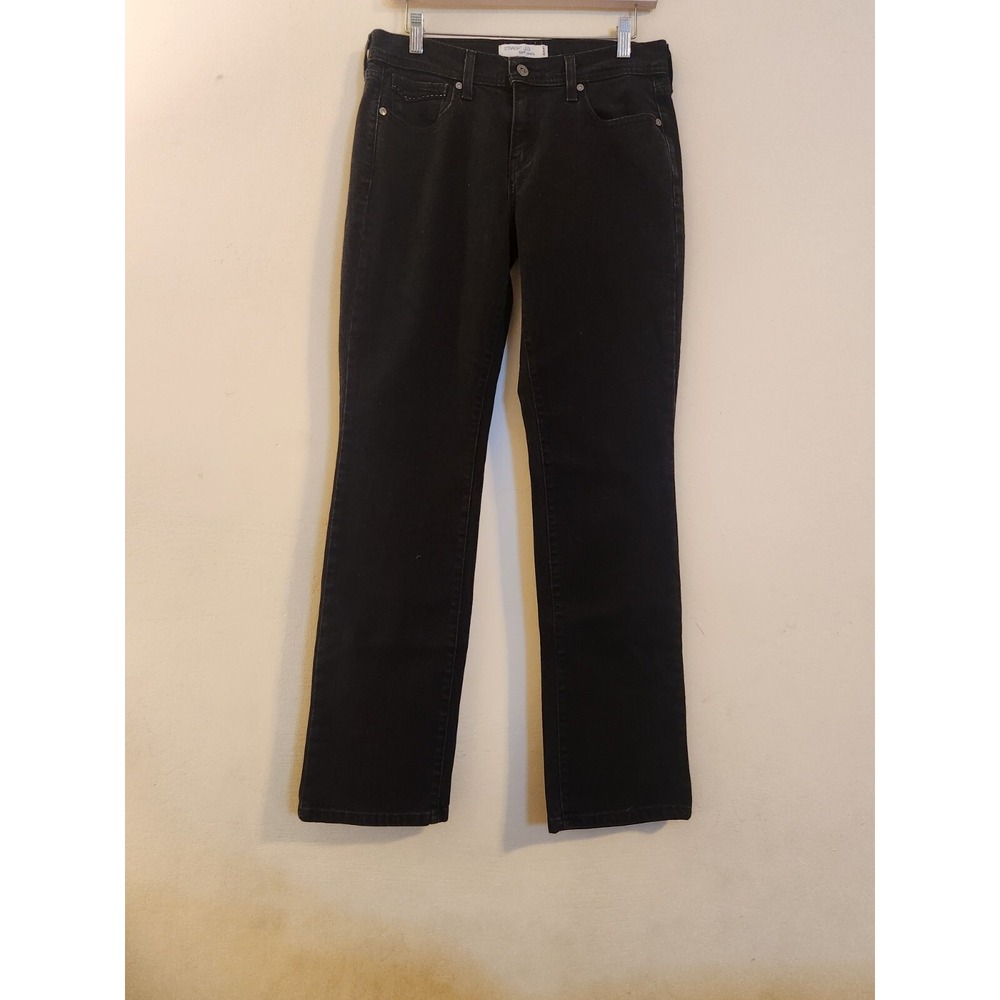 Levis 505 Straight Leg Jeans Black Denim Mid Rise Size 6M Stretch Classic